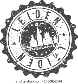 Leiden Netherlands City Skyline. Silhouette City. Design Vector. Famous Monuments.