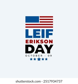 Dia de Leif Erikson. Ilustração vetorial para cartaz, faixa, cartão de saudação, etc. com bandeira americana.