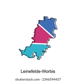 Leinefelde Worbis City Map. vector map of German Country design template with outline graphic colorful style on white background