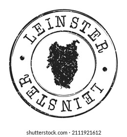 Leinster, Ireland Silhouette Postal Passport. Stamp Round Vector Icon Map. Design Travel Postmark. 