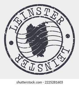 Leinster, Ireland Silhouette Postal Passport. Stamp Round Vector Icon Map. Design Travel Postmark. 