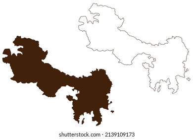 Leipsoi island (Hellenic Republic, Greece) map vector illustration, scribble sketch Lepsia map