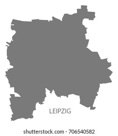 Leipzig city map grey illustration silhouette shape