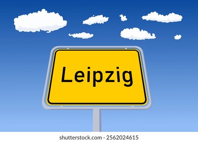 Leipzig city sign in Germany. City name welcome road sign vector illustration.