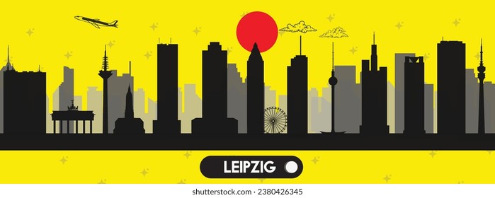 Leipzig, Deutschland, schöne Skyline-Vektorgrafik