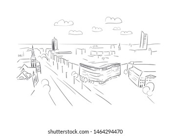 Leipzig Germany Europe vector sketch city illustration line art
