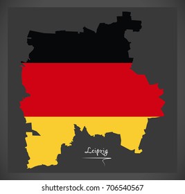 Leipzig map with German national flag illustration