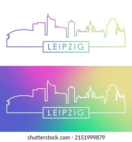 Leipzig skyline. Colorful linear style. Editable vector file.