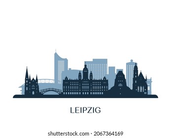 Leipzig skyline, monochrome silhouette. Vector illustration.