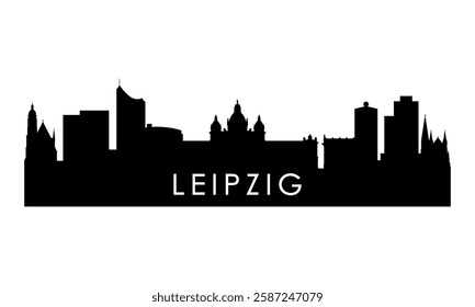 Leipzig skyline silhouette. Black Leipzig city design isolated on white background. 