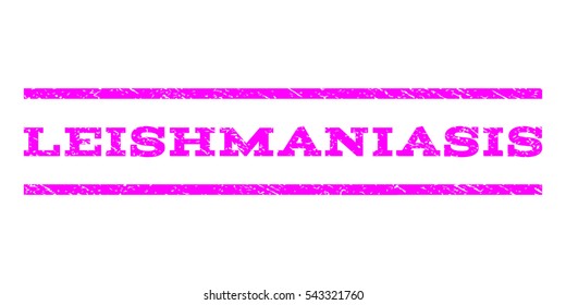 Leishmaniasis watermark stamp. Text caption between horizontal parallel lines with grunge design style. Rubber seal stamp with dirty texture. Vector magenta color ink imprint on a white background.
