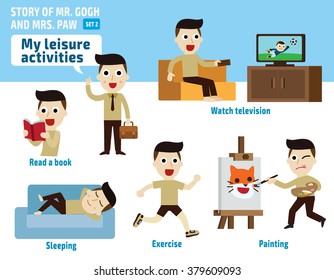 leisure activities.
infographic elements.
flat illustration