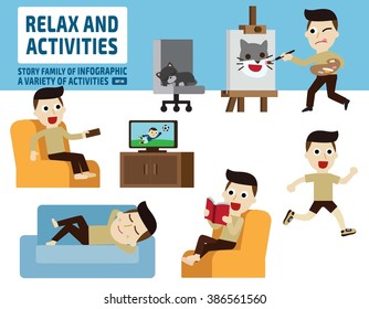 Leisure Activities.
Infographic Elements.
Flat Cute Cartoon Design Illustration.