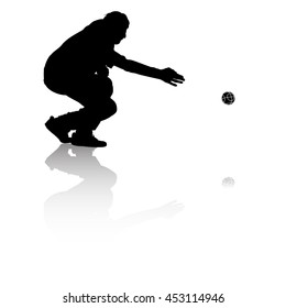 Leisure Activities, Silhouette Men Playing Bocce With Reflection, Bowling Ball Game