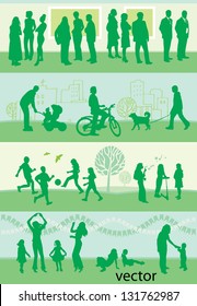 leisure activities / silhouettes / green