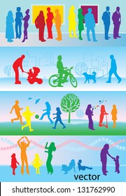 leisure activities / silhouettes / rainbow