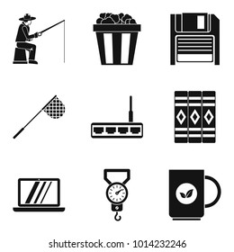 Leisure activity icons set. Simple set of 9 leisure activity vector icons for web isolated on white background