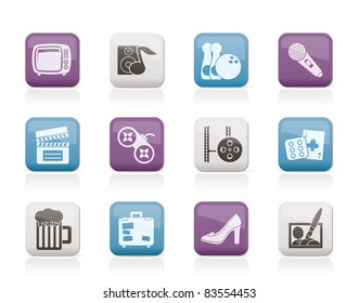 Leisure activity and objects icons - vector icon set