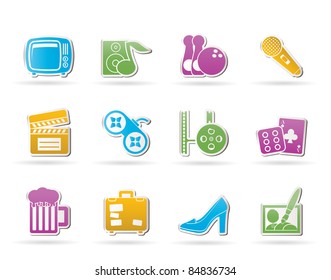 Leisure activity and objects icons - vector icon set