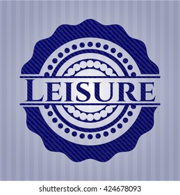 Leisure badge with denim background