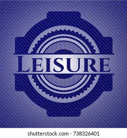 Leisure badge with denim texture