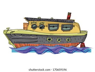 leisure barge - cartoon