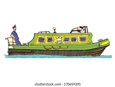 leisure barge - cartoon