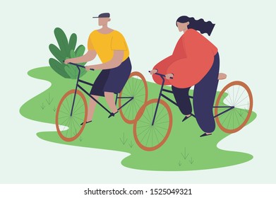 Leisure Bicycle with Friend in Park