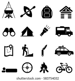 Recreation Camping Icon Set Stock Vector (Royalty Free) 145502698 ...