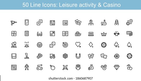 Leisure and Casino Line icon set