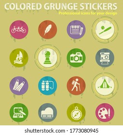 leisure colored grunge icons with sweats glue for design web and mobile applications