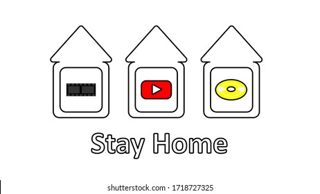 Leisure during quarantine. Things to do at home: recommendation icons.
Stay home.