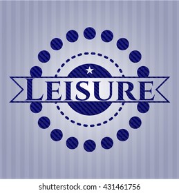 Leisure emblem with denim high quality background
