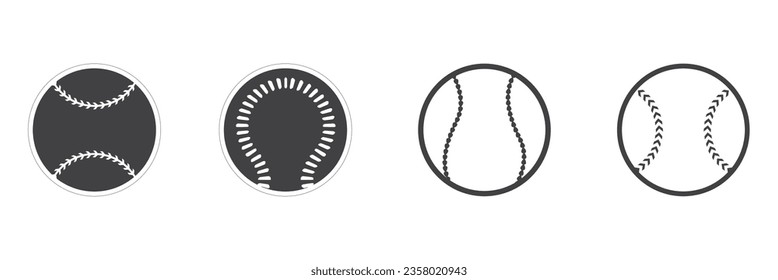 Leisure flat icon, Baseballs flat icons,  illustration of a baseball in flat styles from simple black and white, Softball. Vector silhouette. Vector icon isolated