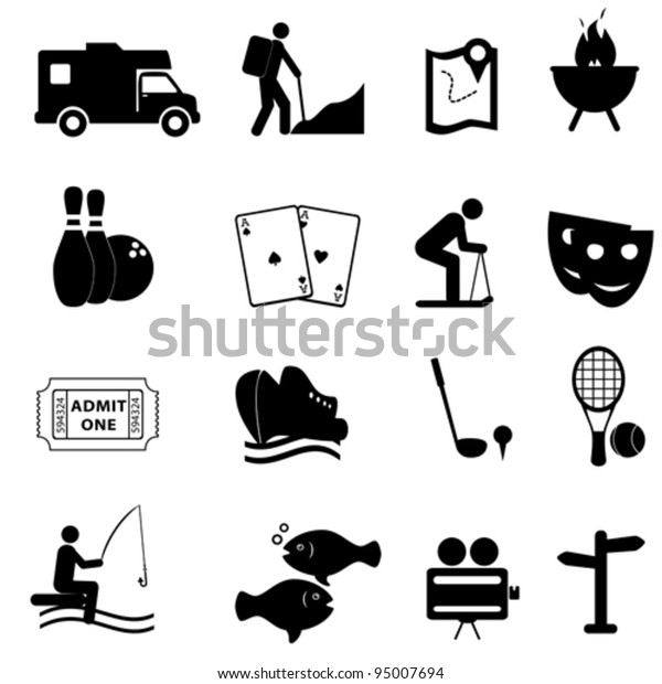 Leisure Fun Activities Icon Set Stock Vector (Royalty Free) 95007694 ...
