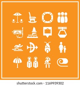 leisure icon. 16 leisure vector set. spa, scooter, relax and rubber ring icons for web and design about leisure theme