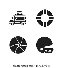 leisure icon. 4 leisure vector icons set. beach ball, lifebuoy and food truck icons for web and design about leisure theme