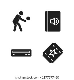 leisure icon. 4 leisure vector icons set. ticket, handball and audiobook icons for web and design about leisure theme
