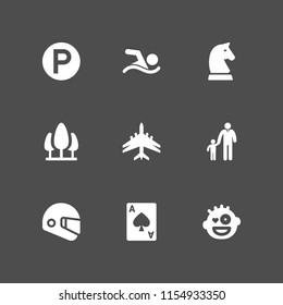 leisure icon. 9 leisure set with ace of hearts, father and son, vacations and park vector icons for web and mobile app
