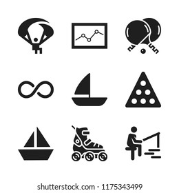 leisure icon. 9 leisure vector icons set. sailboat icon, infinity and sailboat icons for web and design about leisure theme