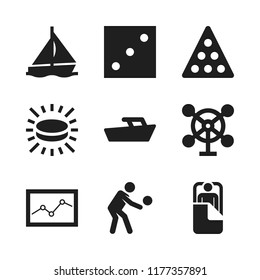 leisure icon. 9 leisure vector icons set. sailboat, billiard and puck icons for web and design about leisure theme