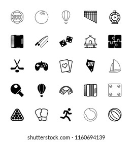 Leisure icon. collection of 25 leisure filled and outline icons such as vegas, joystick, hockey, table tennis, roulette. editable leisure icons for web and mobile.