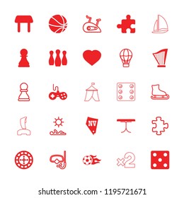 Leisure icon. collection of 25 leisure filled and outline icons such as joystick, table, dice, vegas, football ball, chess pawn. editable leisure icons for web and mobile.