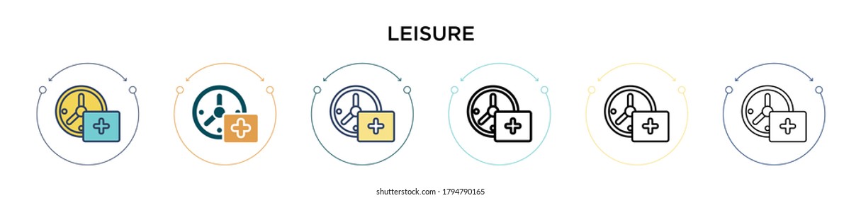 Leisure icon in filled, thin line, outline and stroke style. Vector illustration of two colored and black leisure vector icons designs can be used for mobile, ui, web