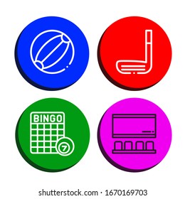 leisure icon set. Collection of Beach ball, Golf stick, Bingo, Cinema icons