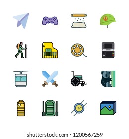leisure icon set. vector set about koala, roller, cable car cabin and gallery icons set.