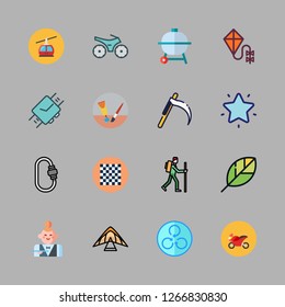 leisure icon set. vector set about barbecue, wristwatch, carabiner and waitress icons set.