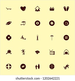 leisure icon. leisure vector icons set rugby ball, football cup, family home and beach umbrella