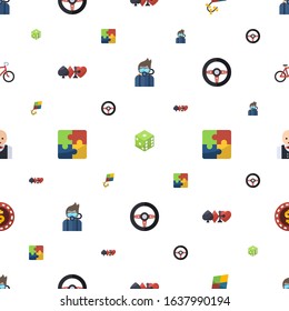 leisure icons pattern seamless. Included editable flat Diving, dice, Hobbie, gambling, Puzzle, Race game, Croupier, casino Chip, Bike icons. leisure icons for web and mobile.
