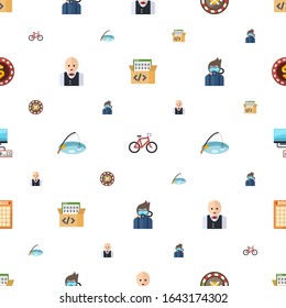 leisure icons pattern seamless. Included editable flat Game-based Learning, Bike, roulette, Croupier, Fishing, Diving, Video games, Bingo icons. leisure icons for web and mobile.